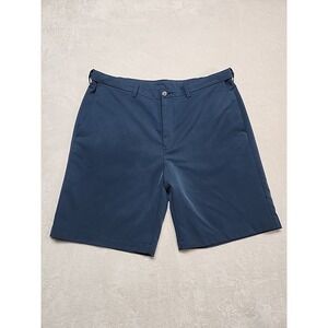 Haggar Men's Cool 18 Pro Shorts‎ Size 38W Navy Blue Expandable Waist